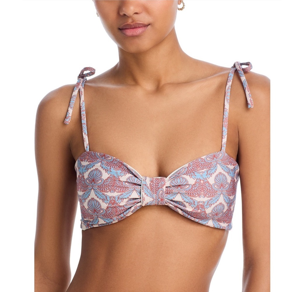 Juan de Dios San Miguel Bikini Top Sky Blue Ornaments Ivory RE25-10043-BLU Small